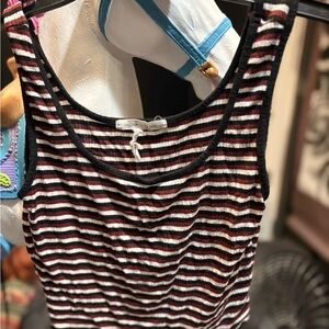 Caution To The Wind Striped Crop Top - Black, Red, White